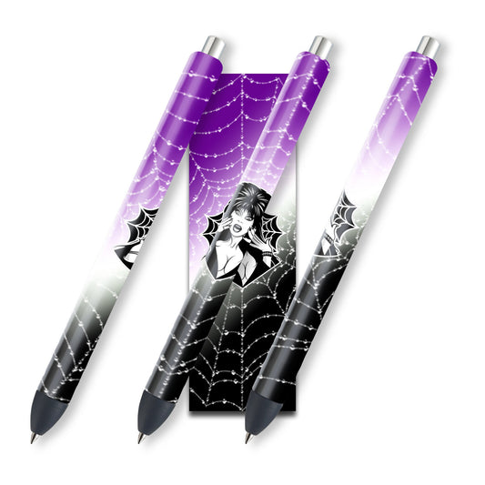 Elvira Glitter Pen Wrap, Halloween Epoxy Pen Wrap Design, Waterslide Pen Wrap Design, Instant Download Files, JPEG, PNG, SVG