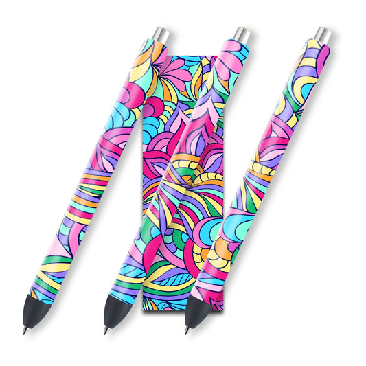 Floral Doodle Glitter Pen Wraps | Pen Wrap Design | Waterslide Glitter Pen Design | Instant Digital Download Files | JPEG | PNG