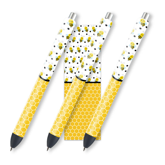 Honey Bee Glitter Pen Wraps | Bumble Bee Pen Wrap Design | Waterslide Glitter Pen Design | Instant Digital Download Files | JPEG | PNG