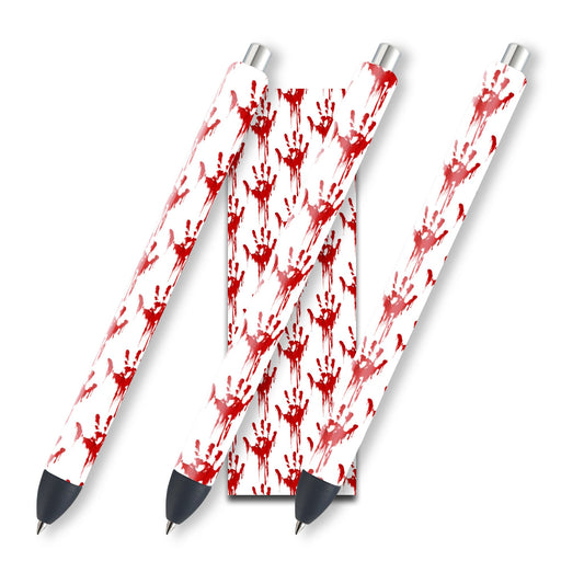 Bloody Handprint Halloween Glitter Pen Wraps | Crime Scene Pen Wrap Design | Waterslide Glitter Pen Design | Instant Digital Download Files