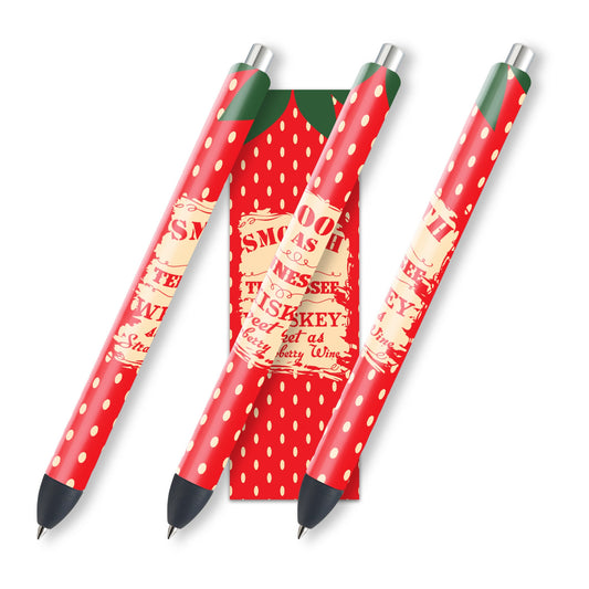 Whiskey and Wine Pen Wraps | Strawberry Glitter Pen Wrap Design | Waterslide Ink Joy Gel Pen Instant Digital Download Files