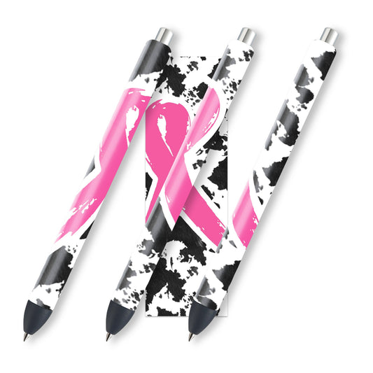 Breast Cancer Awareness Pen Wraps | Pink Ribbon Pen Wrap Design | Waterslide Glitter Pen Design | Instant Digital Download Files