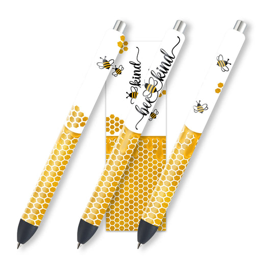 Honey Bee Glitter Pen Wrap, Bumble Bee Epoxy Pen Wrap Design, Bee Kind Waterslide Glitter Pen Design, Instant Download Files, JPG, PNG