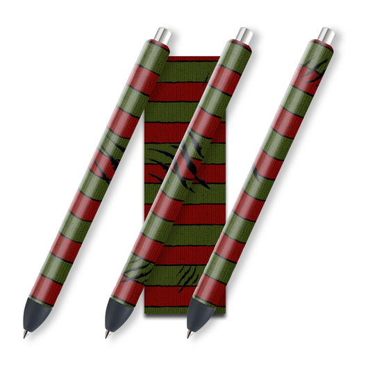 Freddy Krueger Halloween Glitter Pen Wraps | Halloween Pen Wrap Design | Waterslide Glitter Pen Design | Instant Digital Download Files