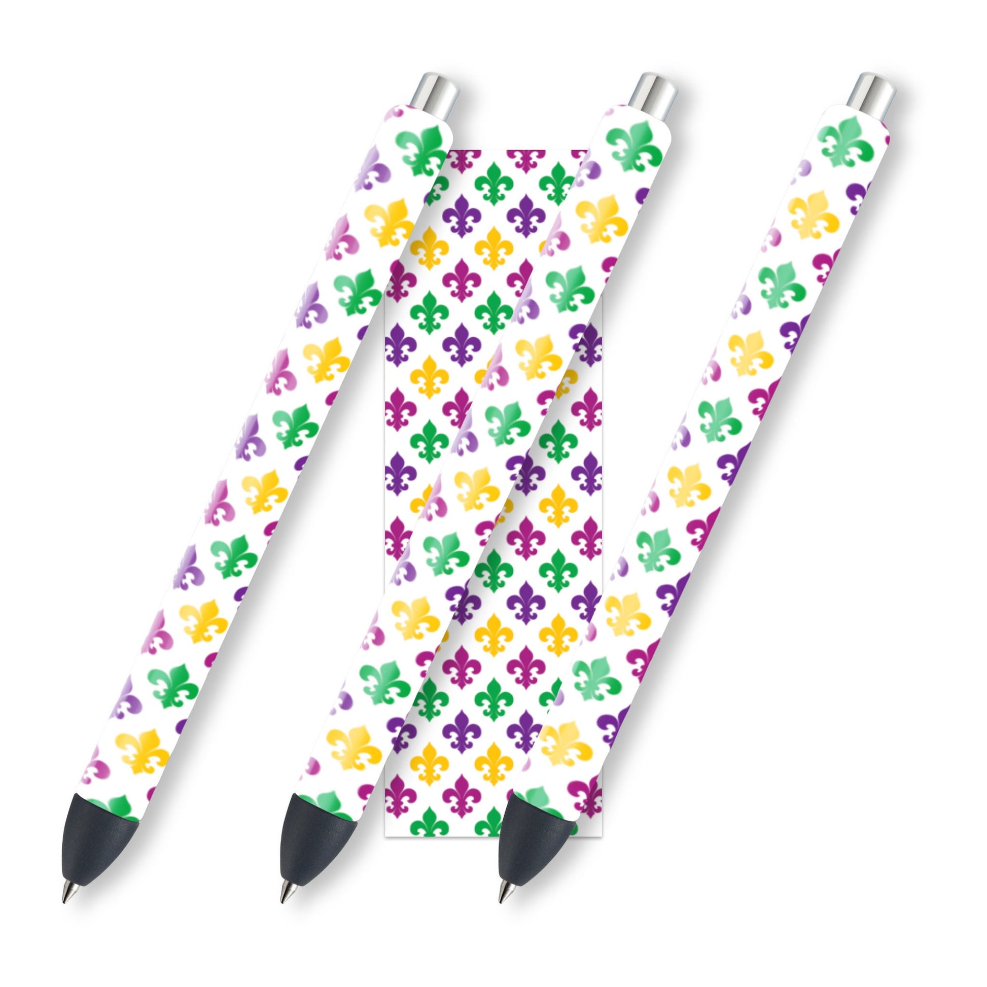 Mardi Gras Glitter Pen Wrap, Fleur De Lis Ink Joy Gel Pen Design, Instant Digital Download JPEG and PNG Files,