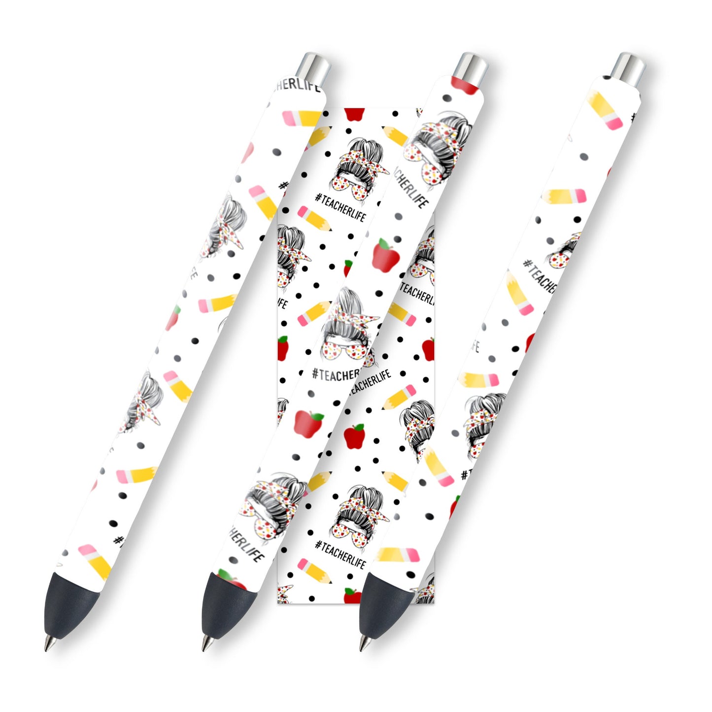 Teacher Life Glitter Pen Wraps | Apple Epoxy Pen Wrap Design | Pencil Waterslide Glitter Pen Design | Instant Digital Download Files