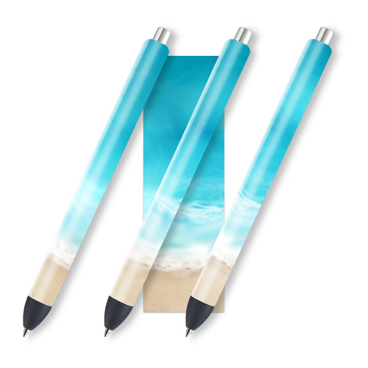 Beach Glitter Pen Wrap | Summer Pen Wrap Design | Waterslide Glitter Pen Design | Instant Digital Download Files