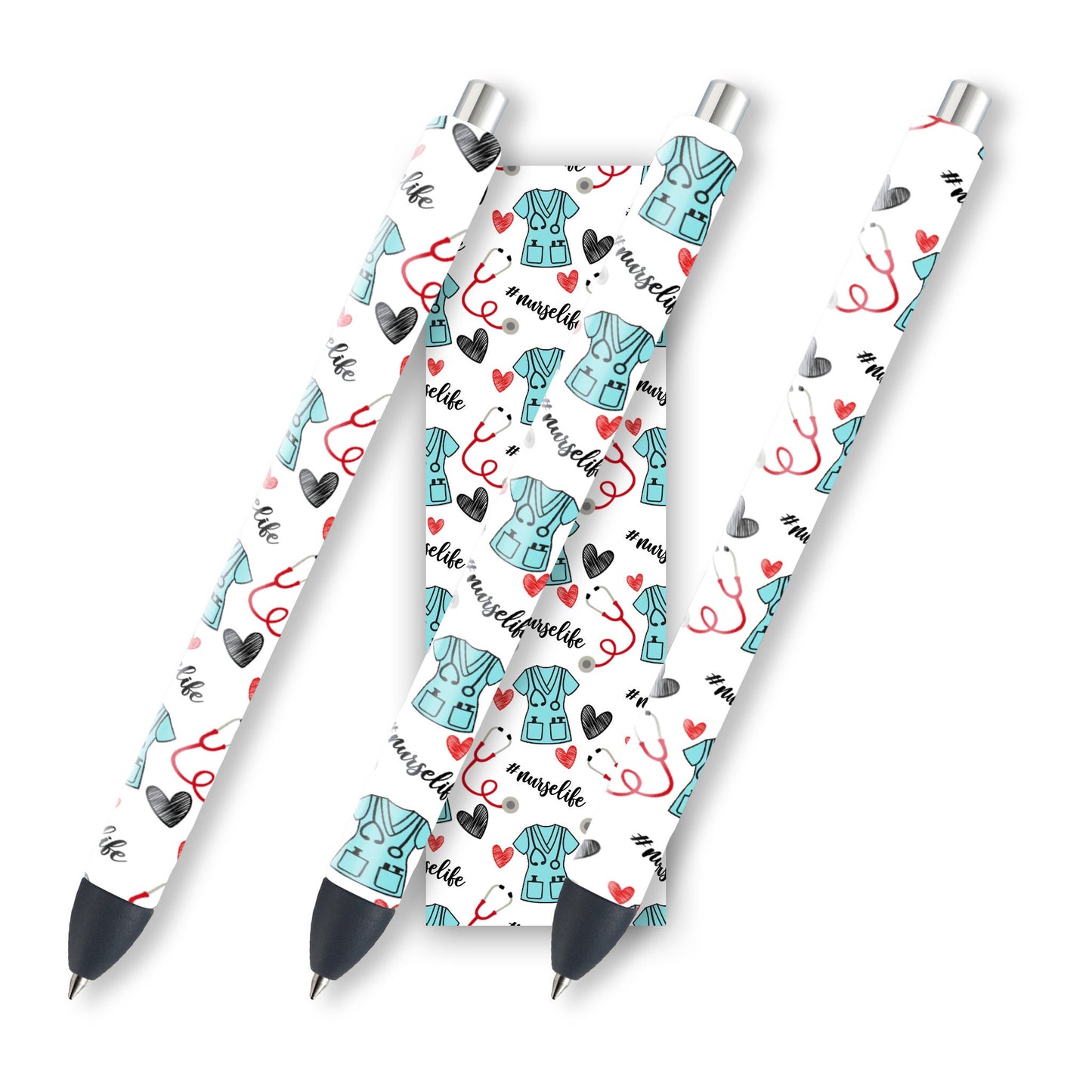 Nurse Glitter Pen Wraps | Epoxy Pen Wrap Design | Waterslide Glitter Pen Design | Instant Digital Download Files | JPEG | PNG