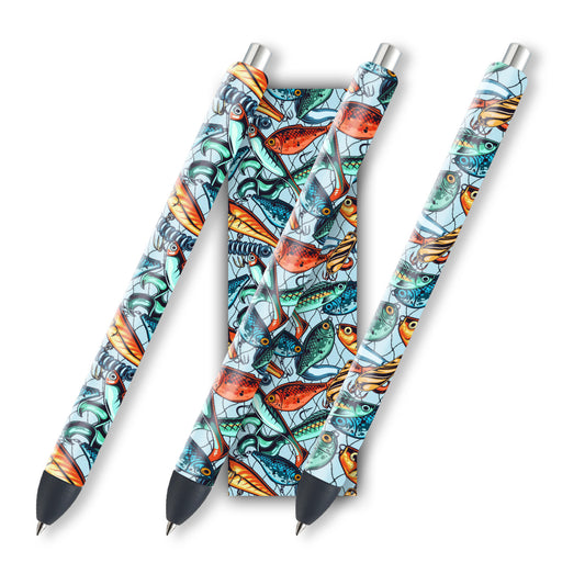 Fishing Lure Glitter Pen Wraps | Pen Wraps for Men | Waterslide Glitter Pen Design | Instant Digital Download Files | JPEG | PNG