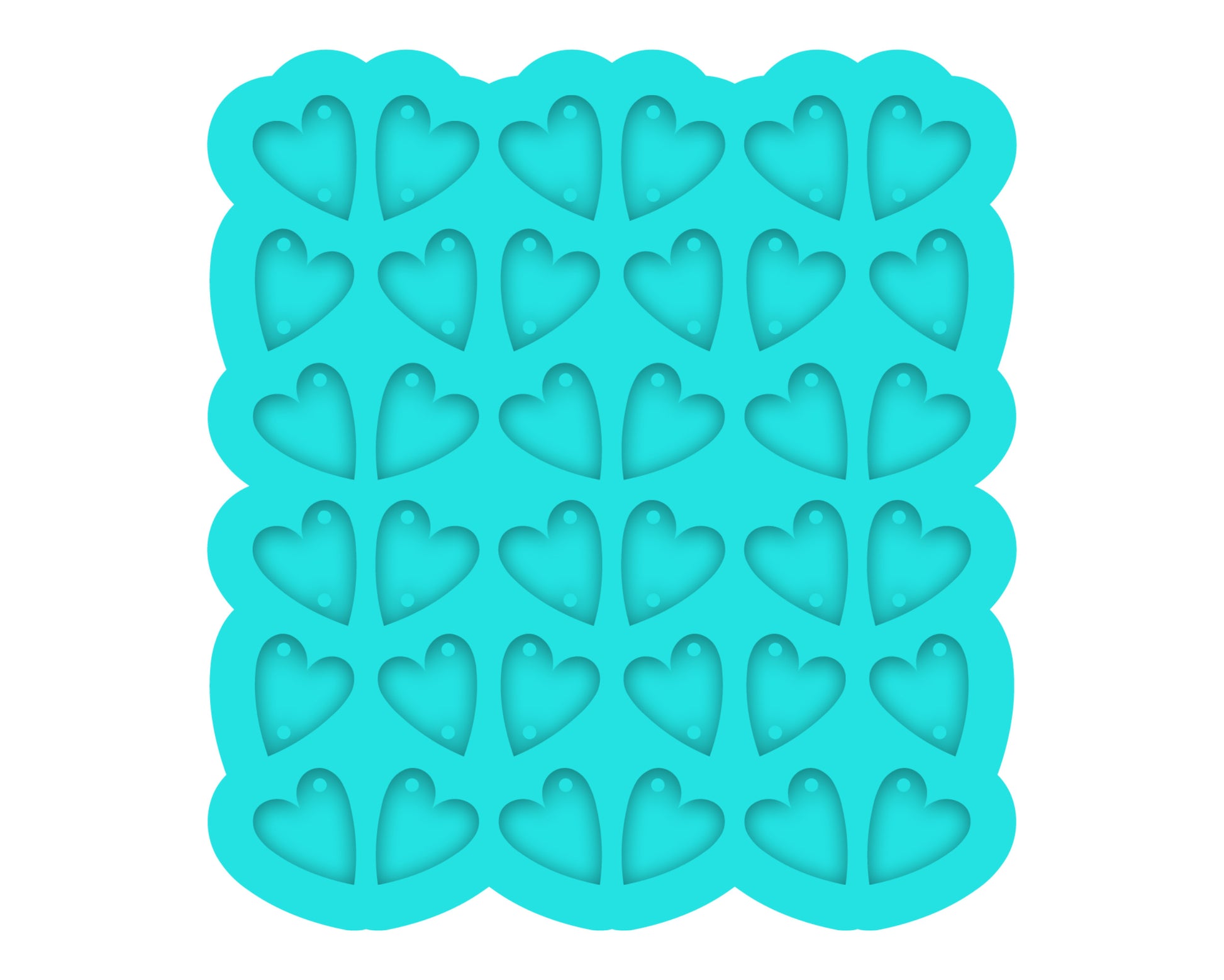 a cookie sheet with a bunch of hearts on it