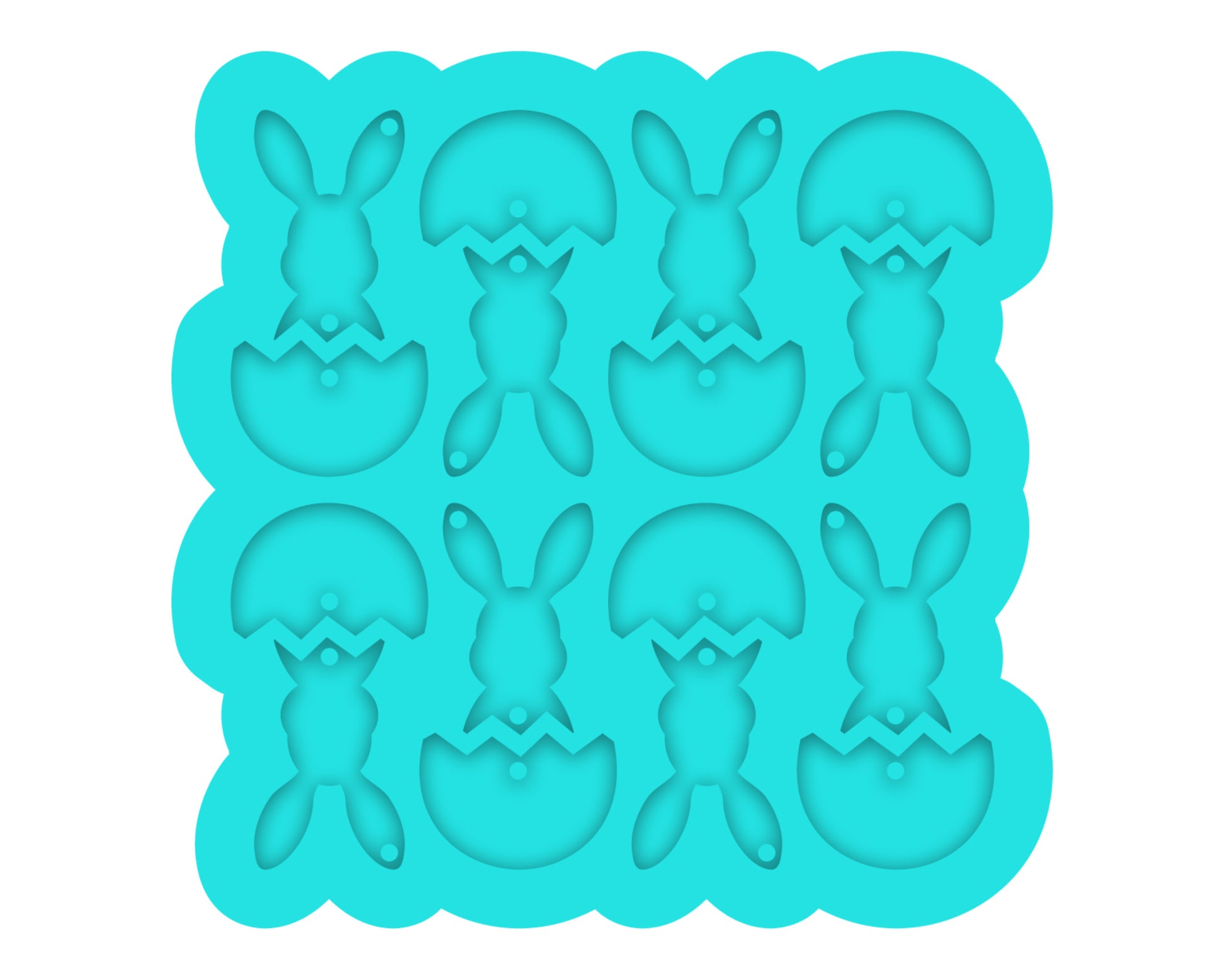 a cookie sheet with a bunch of bunnies on it